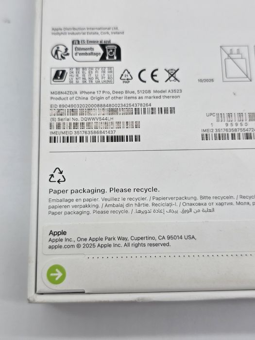 Iphone 17 pro, Deep Blue, 512gb, GARANTIE, SIGILAT