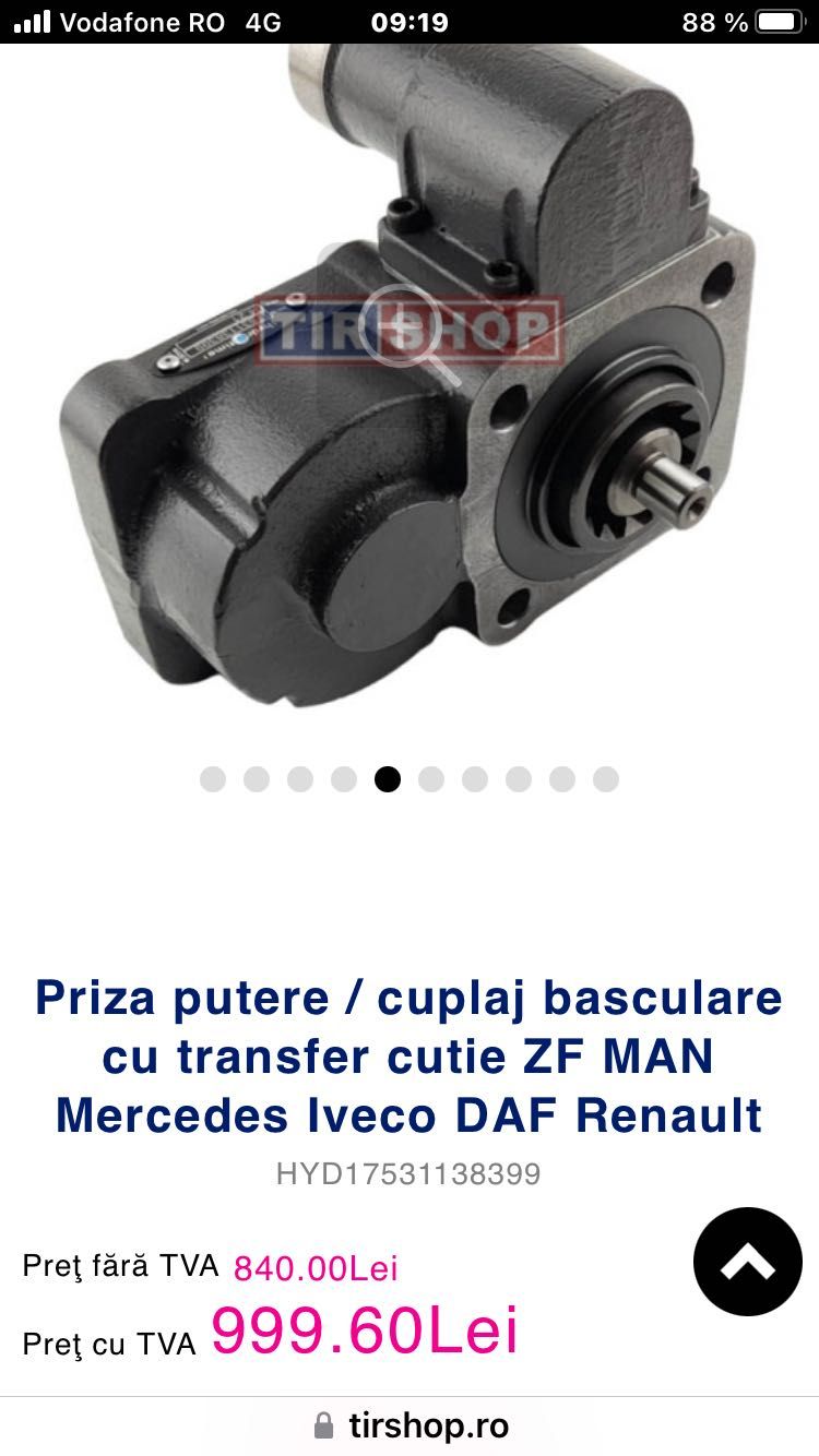 Priza putere cuplaj basculare cu transfer cutie ZF Man Mercedes Iveco