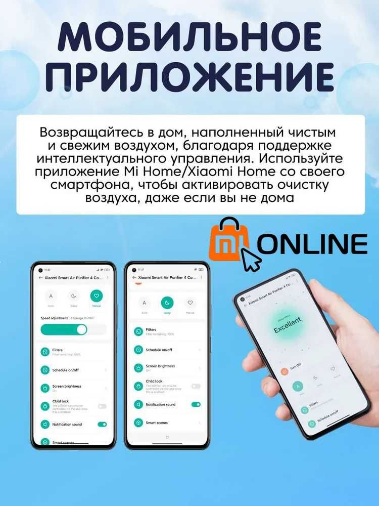 Очиститель воздуха/воздухоочиститель Xiaomi Mi Air Purifier 4 PRO