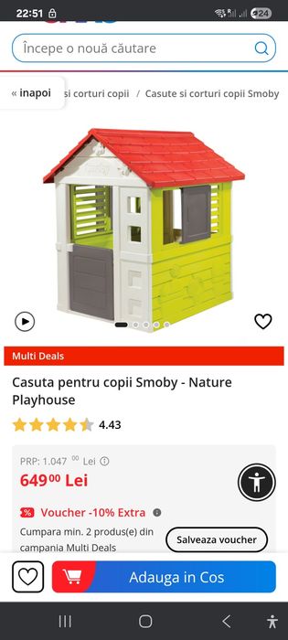 Vand casuta si tobogan copii Smoby