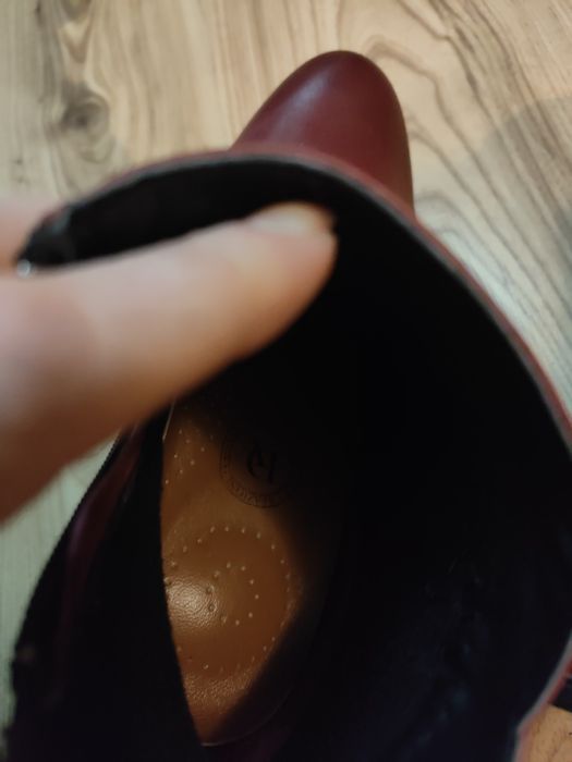 Botine/ghete grena/bordo piele naturala