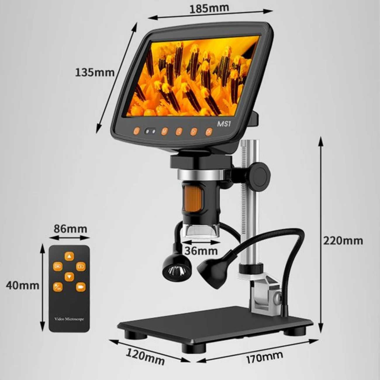 Microscop digital profesional portabil 1-1000X - 10MP cu ecran 7 inch