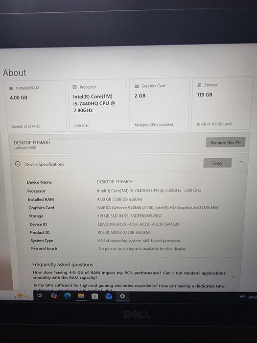 Dell Latitude 5580-i5 7th si Latitude E 5550