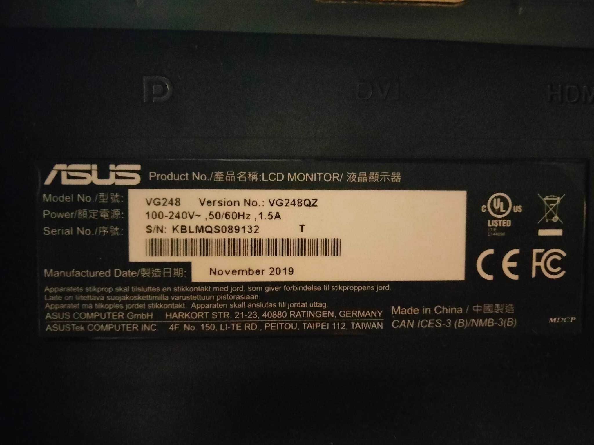 Monitor Gaming TN Asus vg248qz 144hz