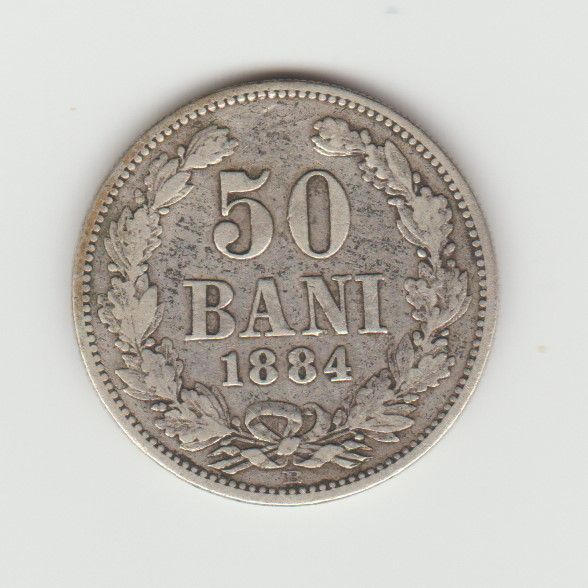 Moneda argint 50 bani 1884 frumoasa -13-