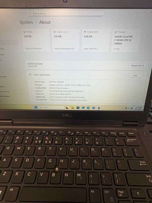 Laptop office Dell Latitude 5490 I7, 8Gb ram, 240SSD.