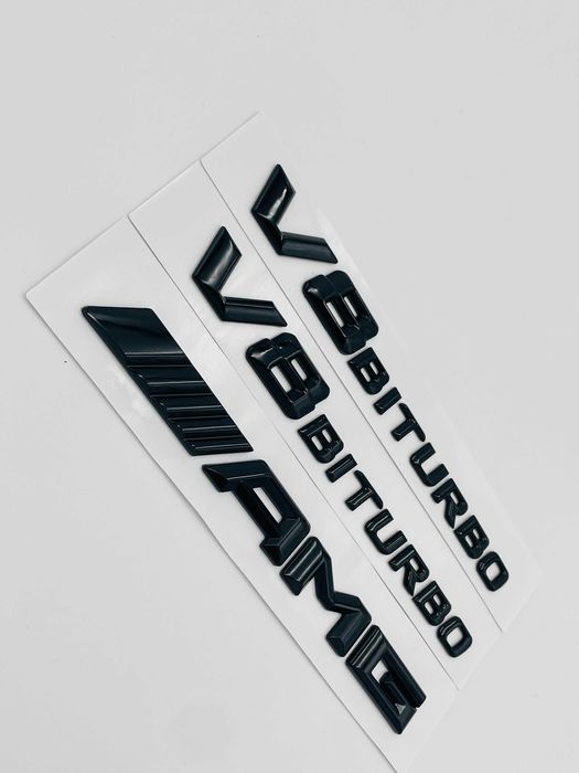 Set embleme compatibile Mercedes V8 biturbo AMG negru