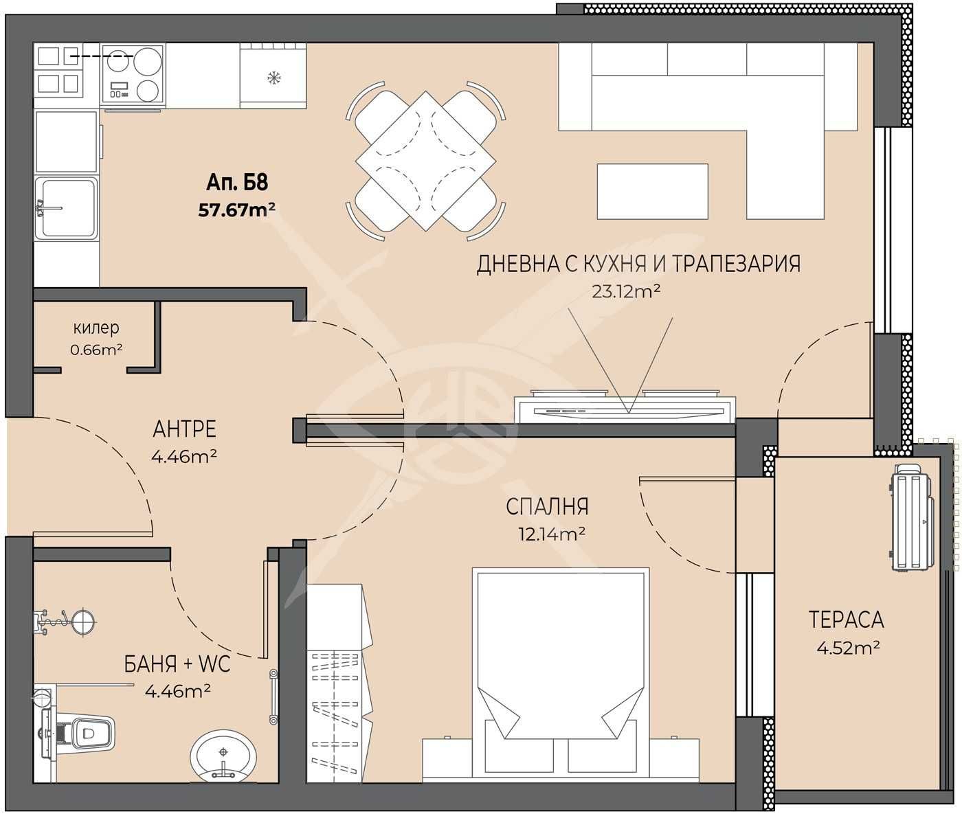 Двустаен апартамент в кв. Остромила 414-15041