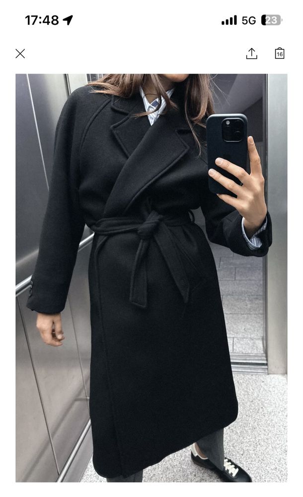 Палто от естествена вълна zara