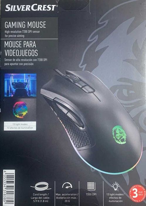 SilverCrest - Кабелна геймърска мишка с висока резолюция 7200 DPI