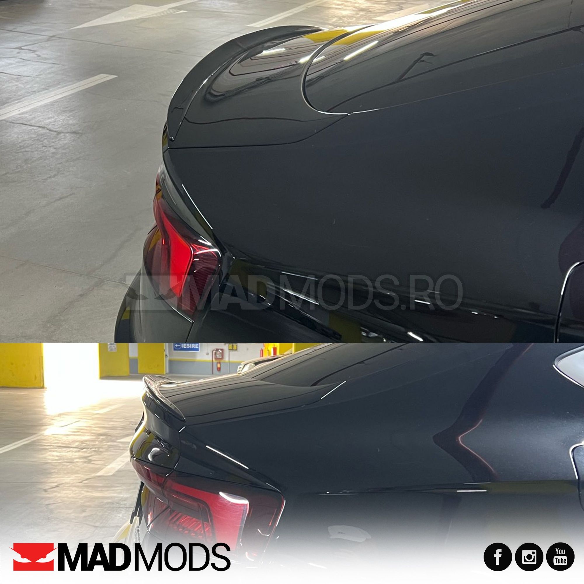 Eleron lip portbagaj haion, 120 cm, Negru Lucios, Multimarca