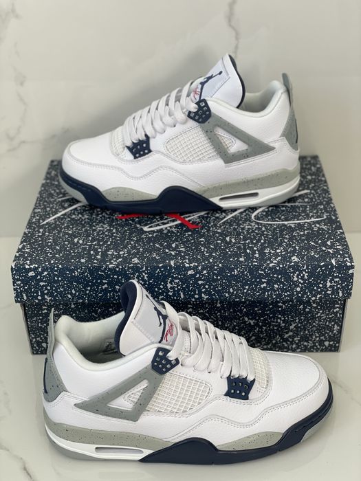 Air Jordan 4 Retro Midnight Navy White Nike Cement