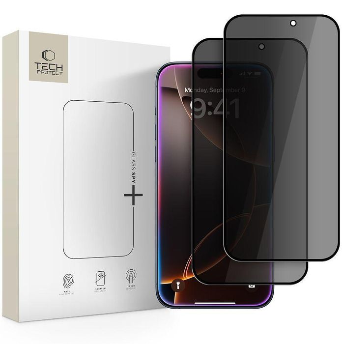 Tech-protect glass spy+ privacy 2-pack – закалено стъкло за iphone 17
