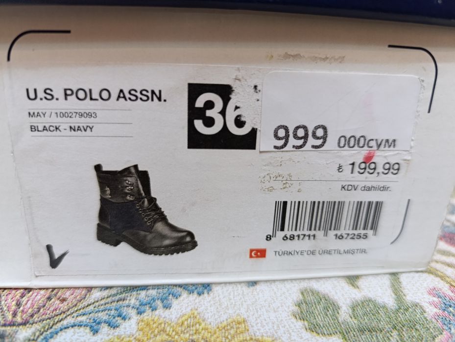 Турецкие женские ботинки POLO Оригинал.Размер ,36 последний