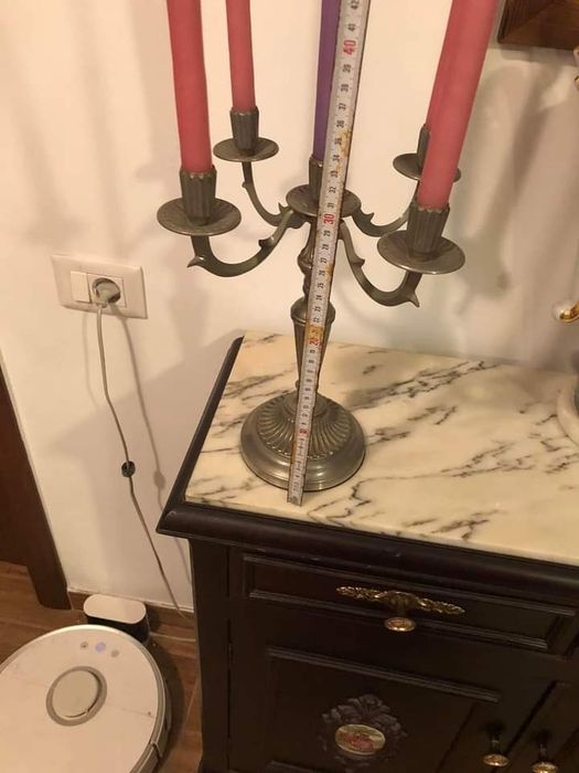 2 sfesnice vintage cu lumânări  atasate