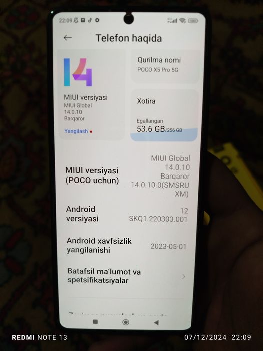 Poco x5 pro 5g 256 talik