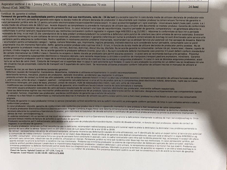 Aspirator Jimmy pt piese