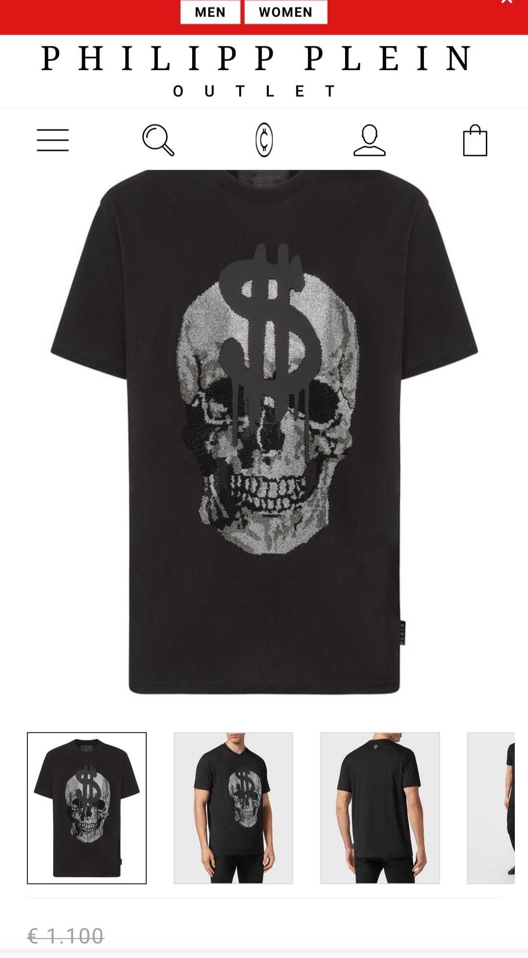 Philipp plein t-shirt round neck ss skull 100% original XL