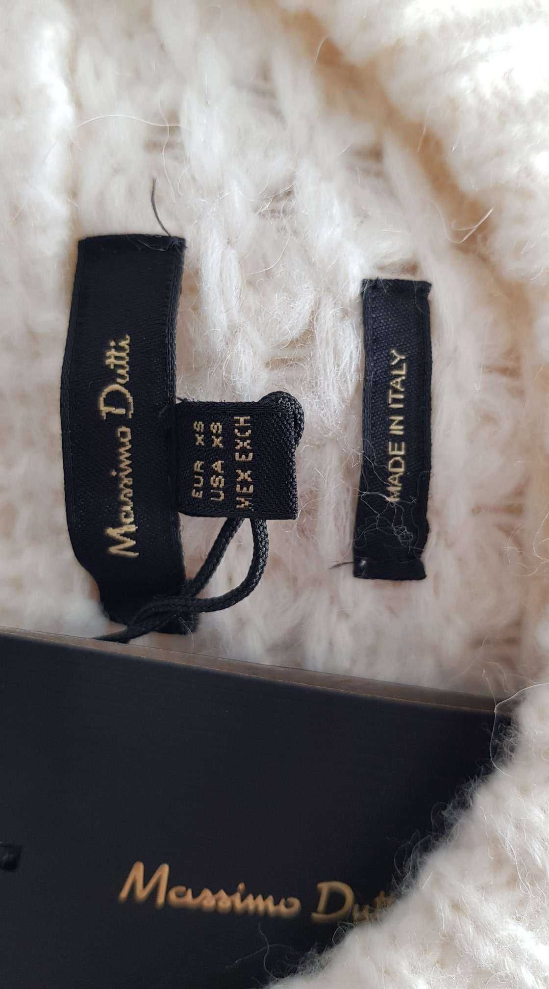 Бял пуловер с ажурна плетка Massimo Dutti XS