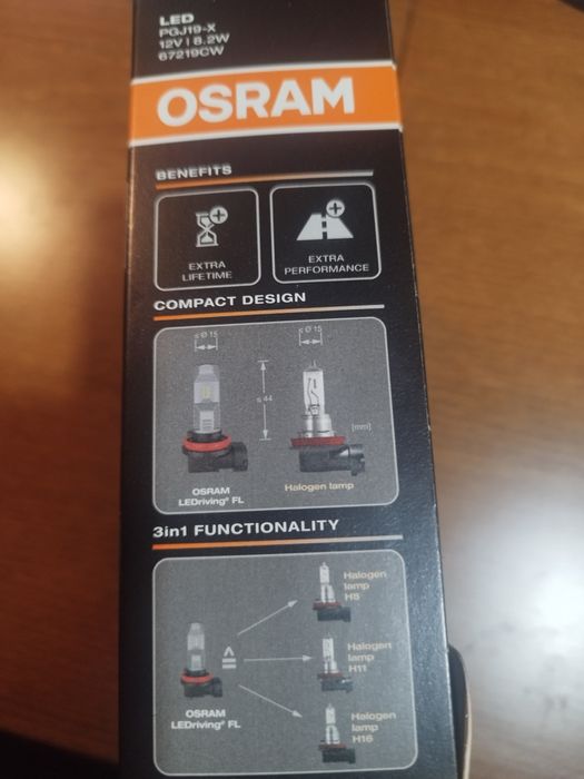 К-т 2x LED Крушка за автомобил H8/H11/H16 PGJ19-X/8,2W/12V 6000K-Osram