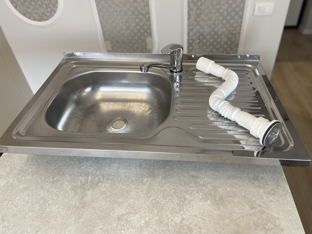 Chiuveta bucatarie inox cu baterie (800x500cm