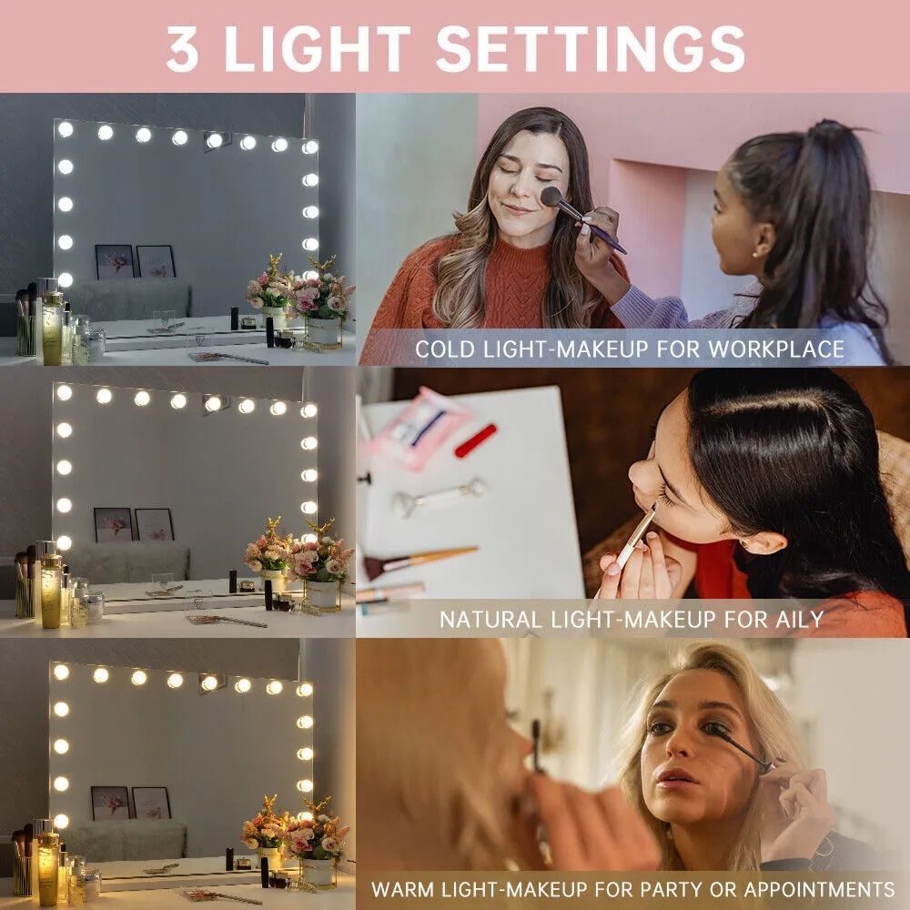 Гримьорско огледало Hollywood style 80 × 60 см. 18 LED светлини