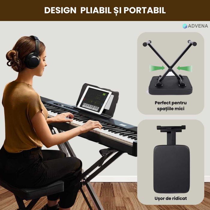 Scaun pian reglabil,  confortabil si durabil, piele naturala