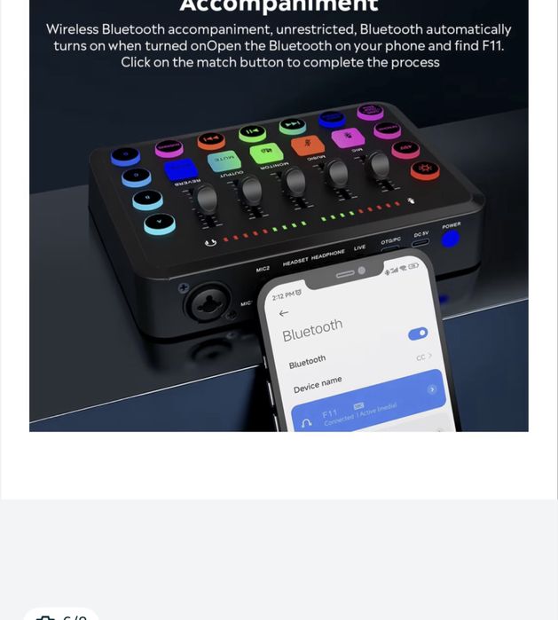 Placa de sunet Mixer audio Studio live profes, cu 5 canale, Bluetooth