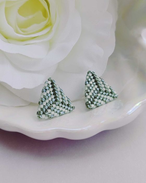 Ръчно изработени обеци - Сребро 925 / Стомана и Японски мъниста Миюки