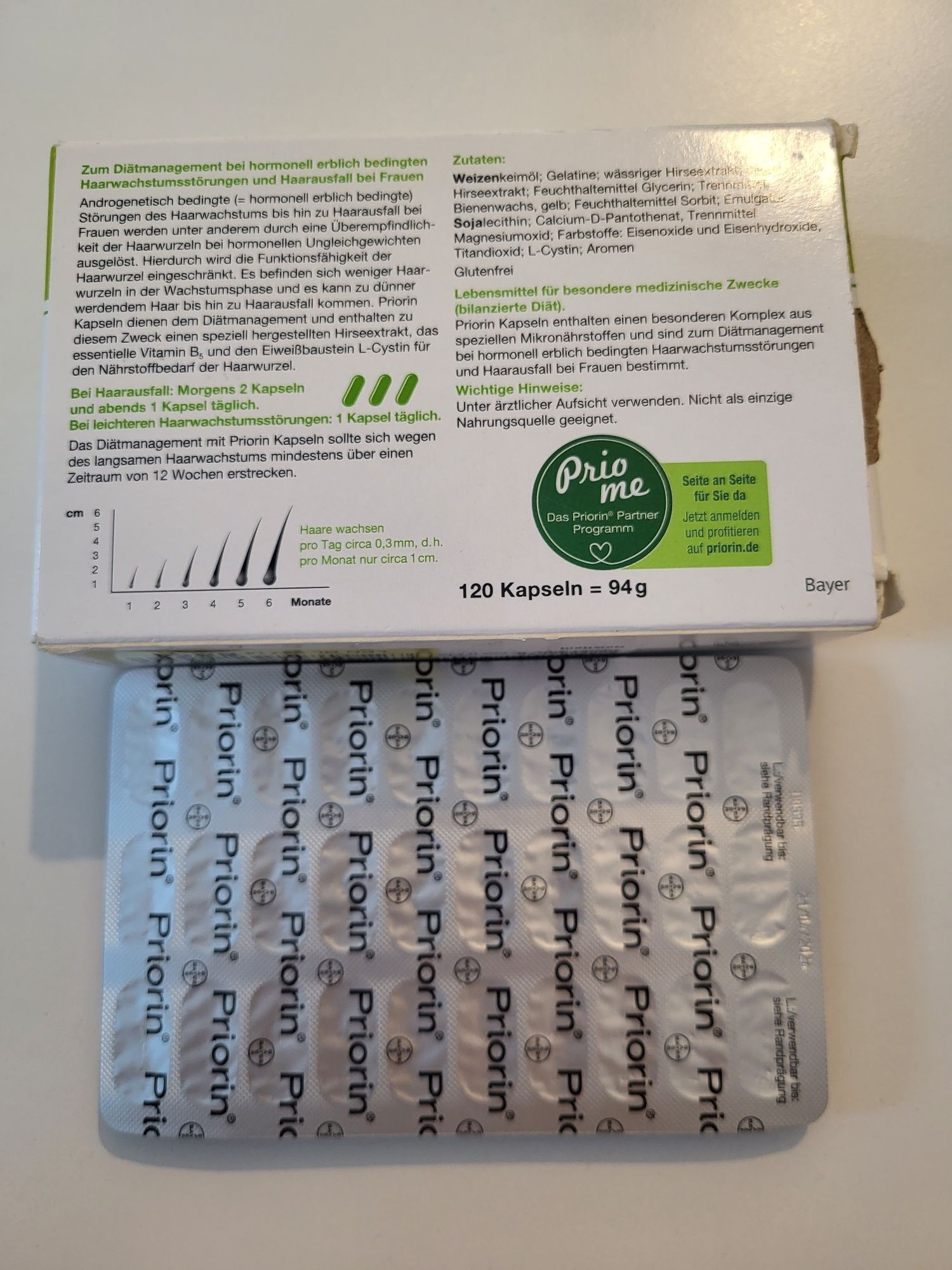 Priorin 120 de capsule, Bayer, impotriva caderii parului Germany