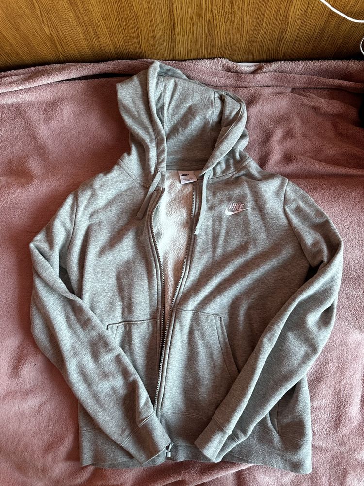 Горнище Nike, с цип, сиво, S