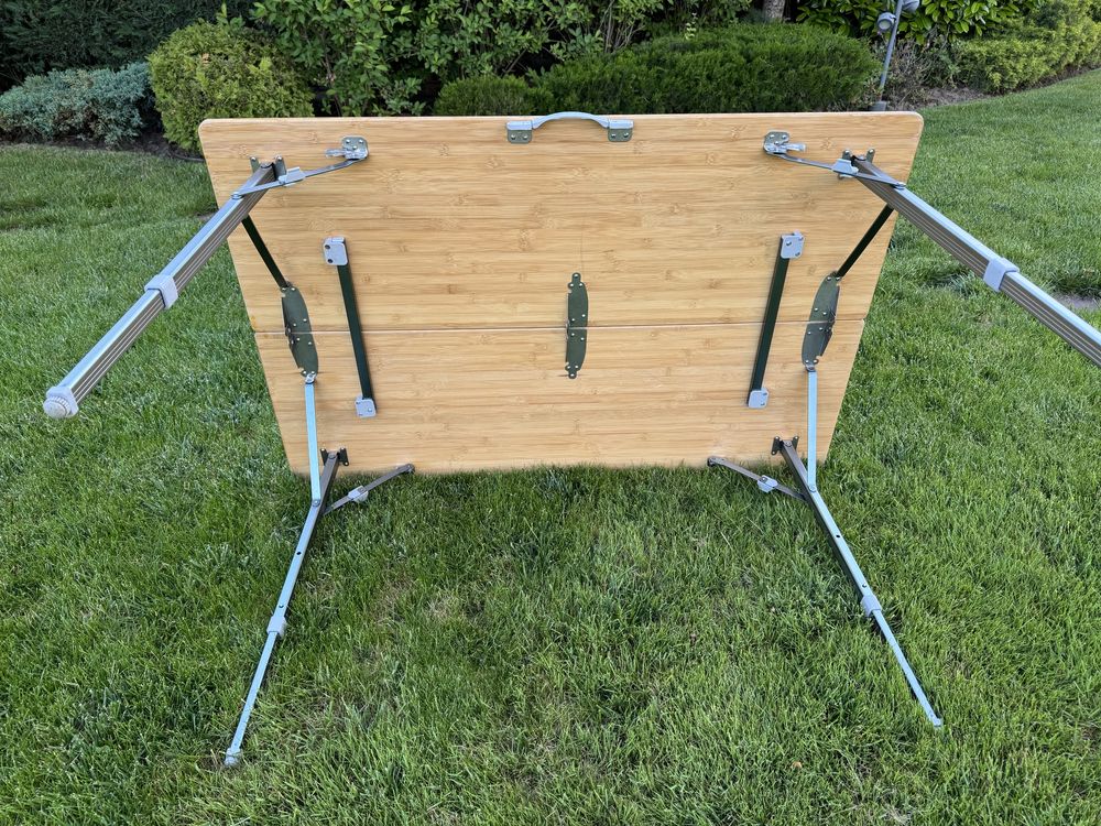 Сгъваема къмпинг маса от бамбуково дърво Kampa Extra Large 120/80
