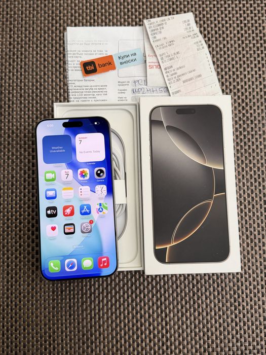 КАТО НОВ! *ЛИЗИНГ* iPhone 16 Pro Max 256Gb Natural Titanium / 24М Гар