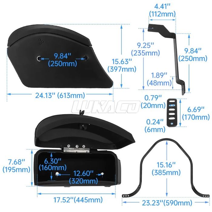 Set genti laterale ZocoMoto, pentru motocicleta, impermeabil, Negru