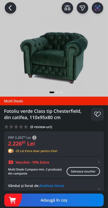 Canapea extensibila + fotoliu chesterfield verde