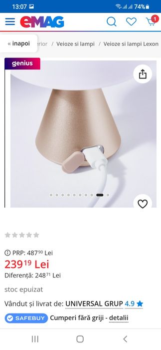 Vand lampa veioza led Lexon Mina si Mina M