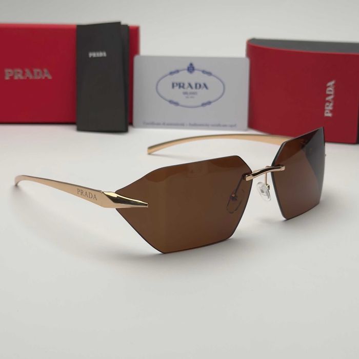 Слънчеви очила Prada Rimless нови, черно и кафяво Без рамка UV400 CE