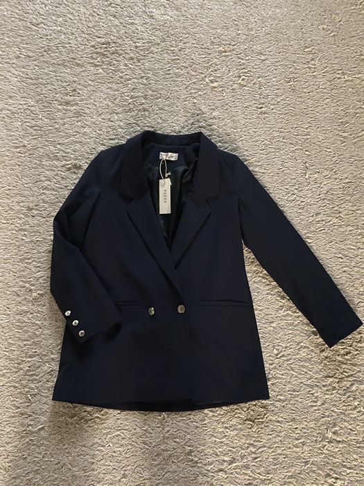 Sacou superb Kasha  (bleumarin) cu 2 nasturi metalivi