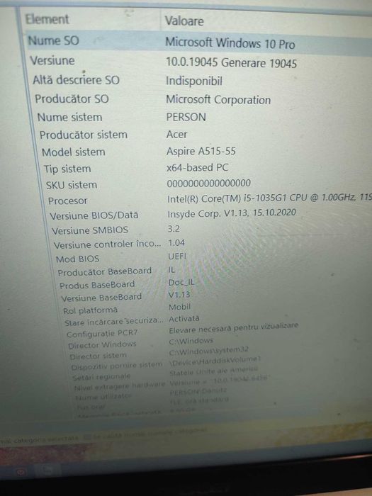 Vand laptop Acer - i5 gen 10