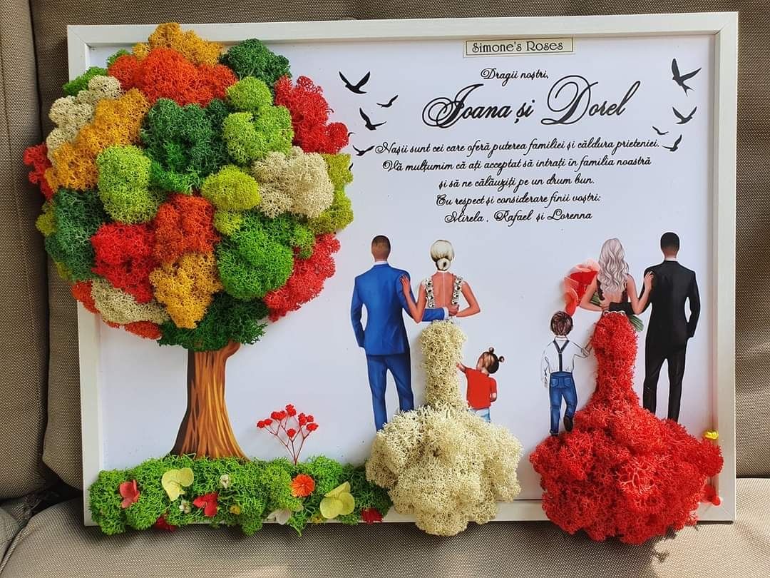 Cadouri -diverse modele tablouri cu licheni aniversare si decoratiuni