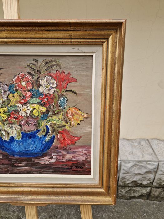 Страхотна антикварна авторска картина масло върху платно