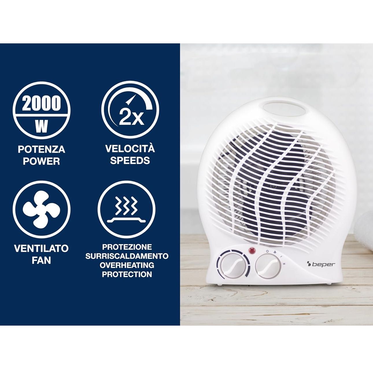 Ventilator de baie cu termostat BEPER P203TER201 - 2000W