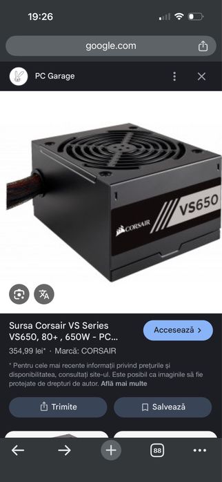 Sursă Corsair VS650 650W
