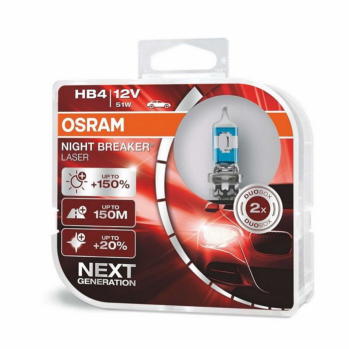 Osram Night Breaker Laser Halogen Set 2 Becuri Auto +110% 9006NL-HCB H