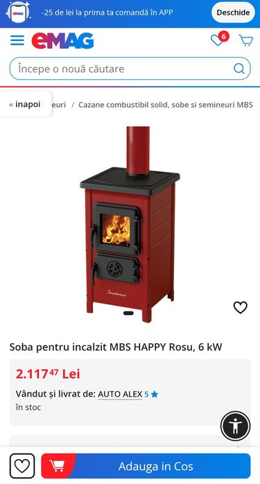 Sobă Happy tip șemineu