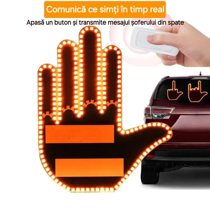 Lampă auto cu gesturi de mână: Salut, Rock On, Mijlociul. Telecomandă.