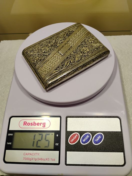 Уникална антикварна сребърна филигран табакера (музеен експонат)