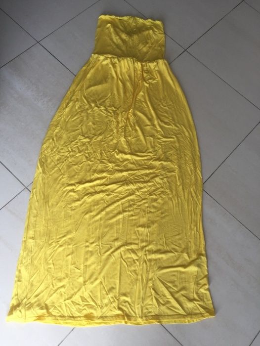 Boohoo Лятна,плажна рокля.Жълта,дълга рокля с връзки.UK12,US8