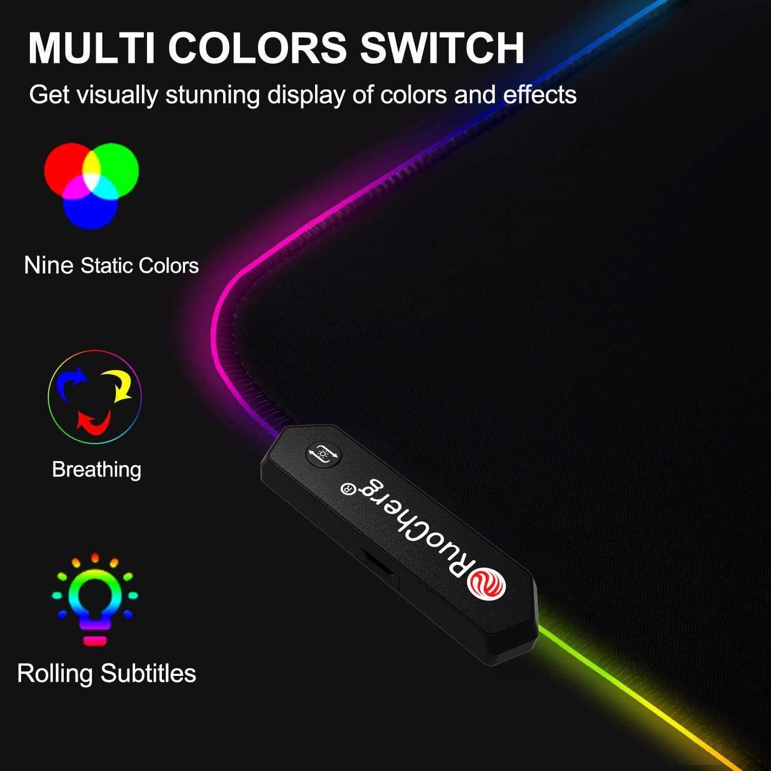 RuoCherg RGB игрална подложка за мишка 80x30,противоплъзгаща,водоустой