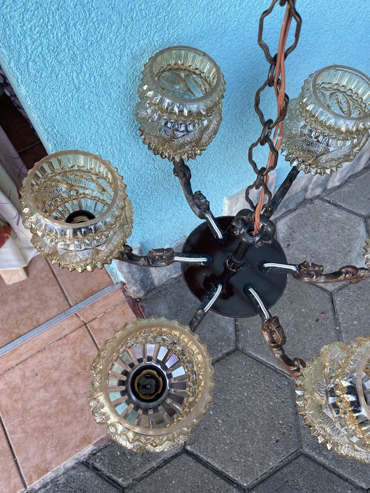 Candelabru vintage antic in stare perfecta lustra 6 brațe